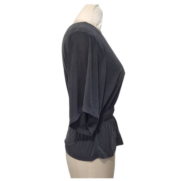 LUCKY BRAND Black Sueded Style Blouse Size M Peplum Waist Loose Flowing Top - Picture 6 of 11